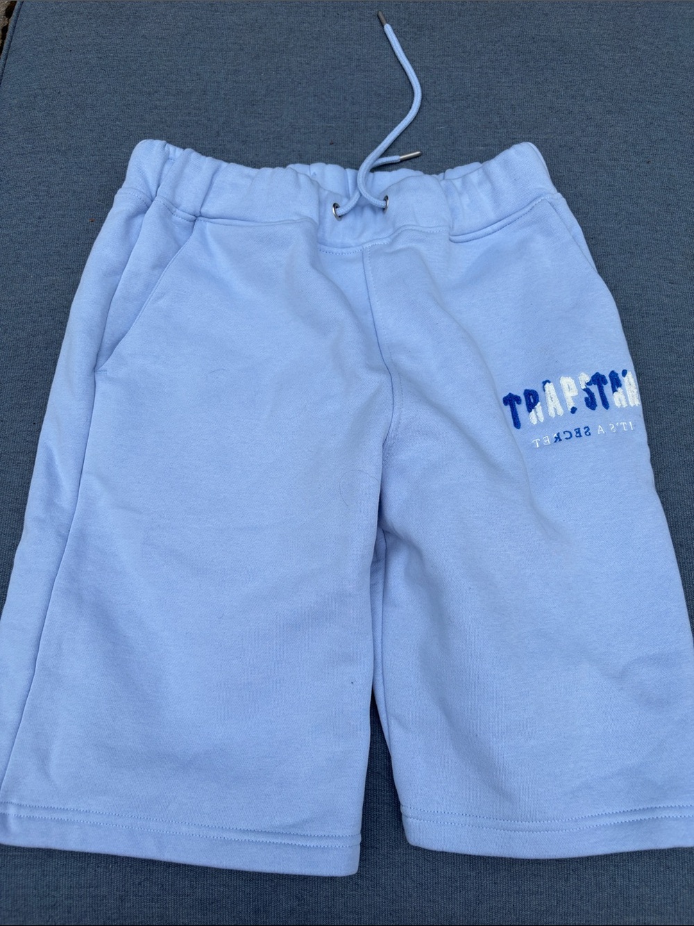 Light Blue Men's Fleece Drawstring Shorts
